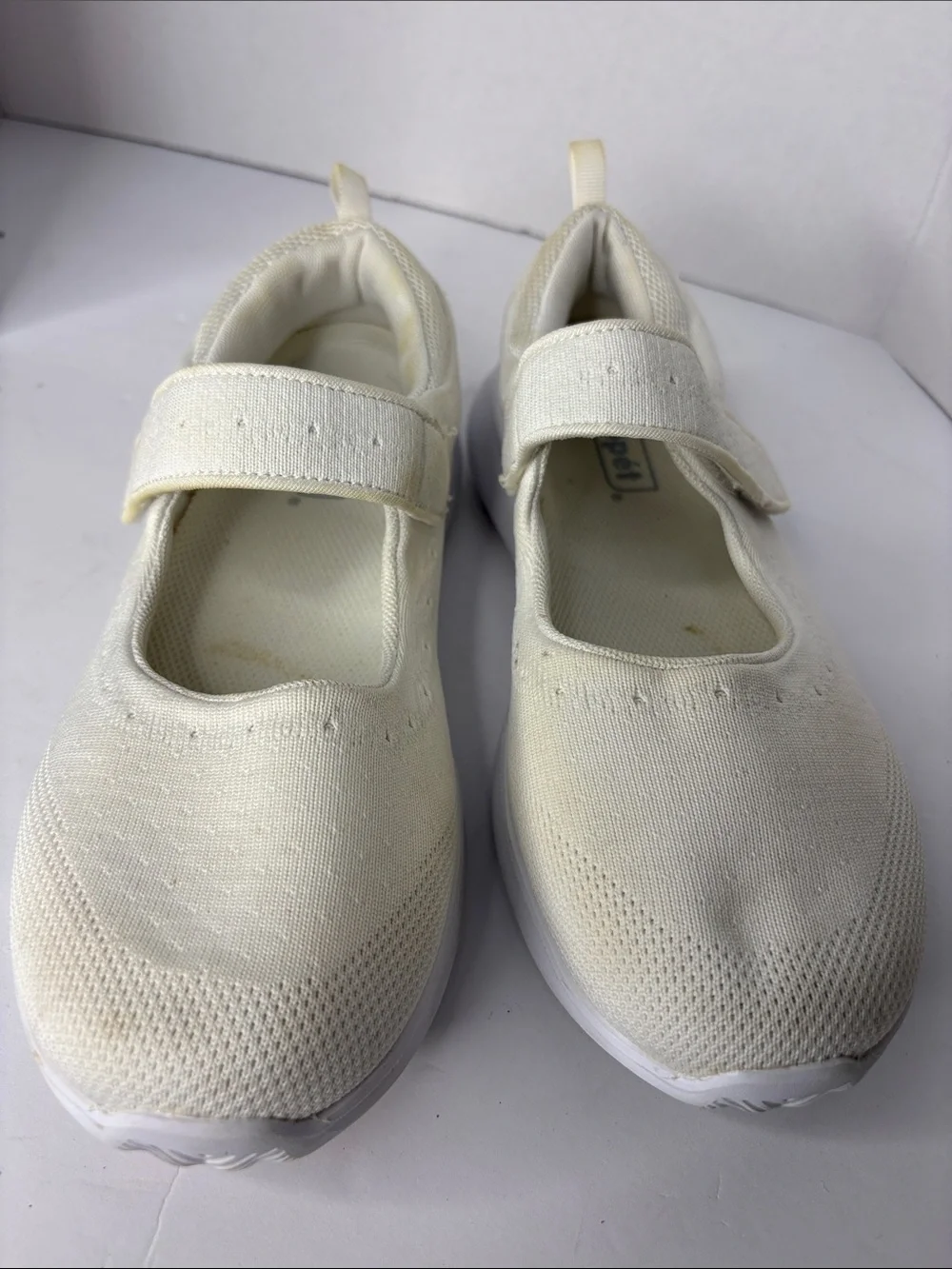 Propet TravelBound Mary Jane White Jersey Flats